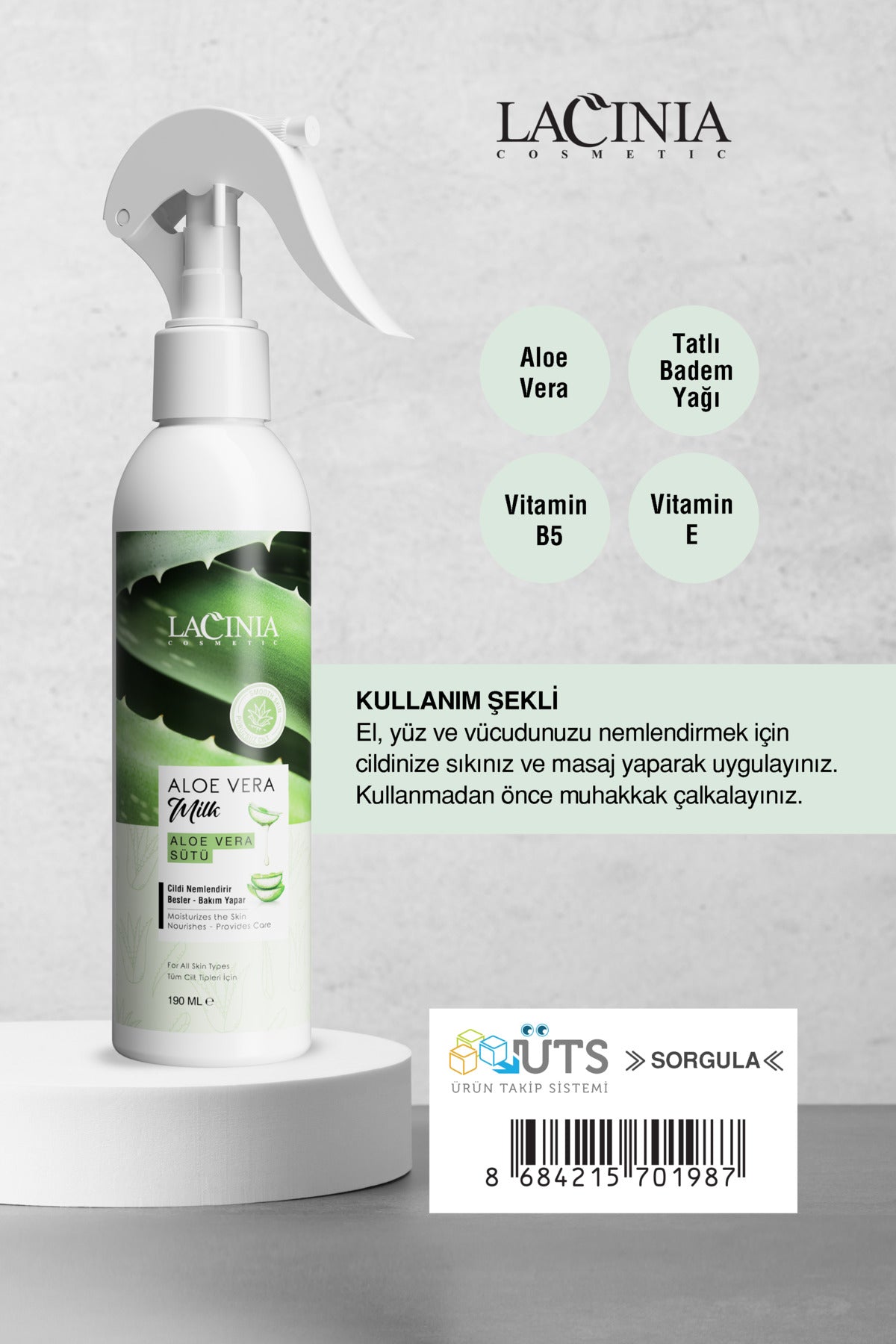 Aloe Vera Sütü Cilt Bakım Spreyi 190 ml