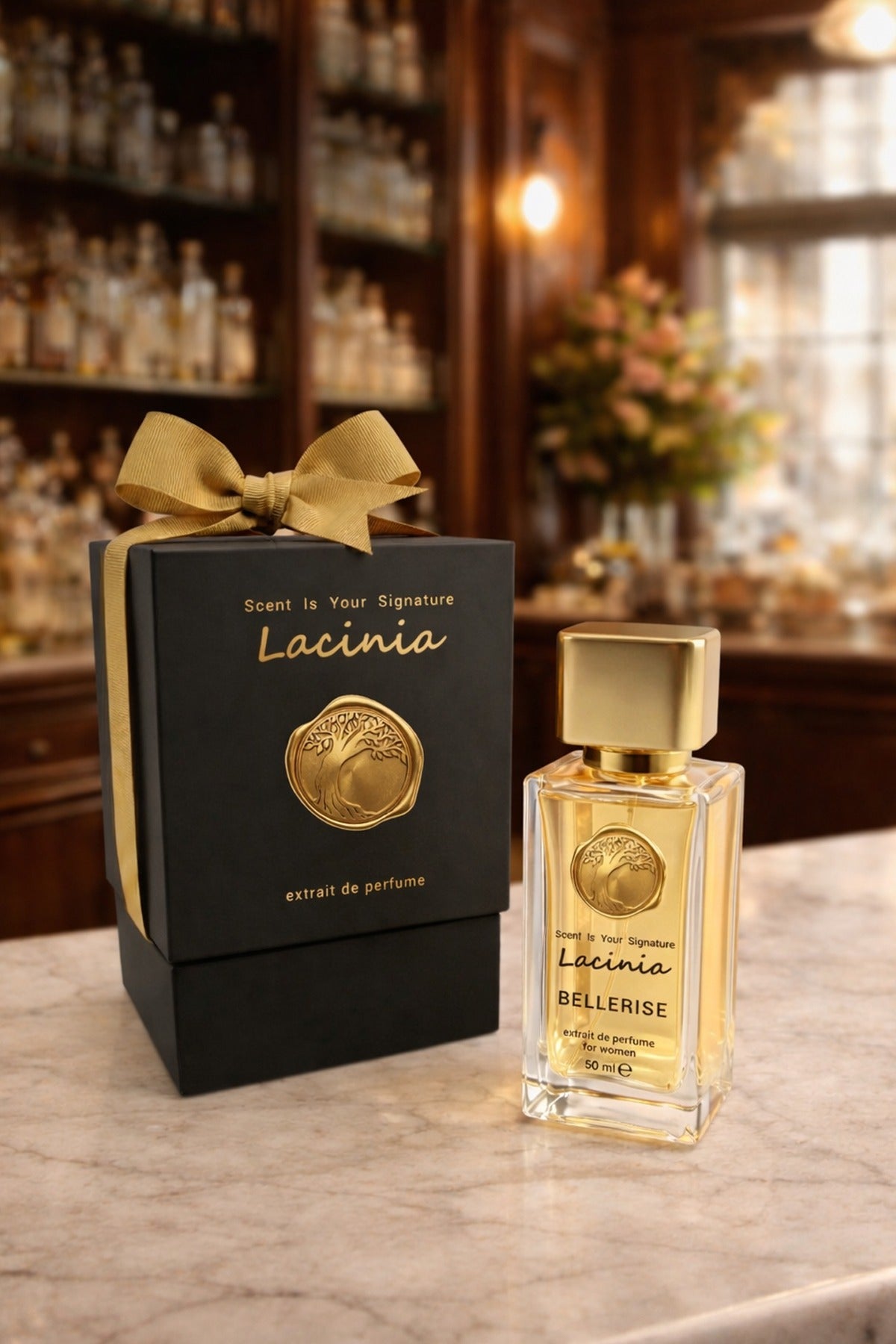 Bellerise Kadın Parfüm 50 ml · Extrait de Parfum, kurdeleli kutusuyla